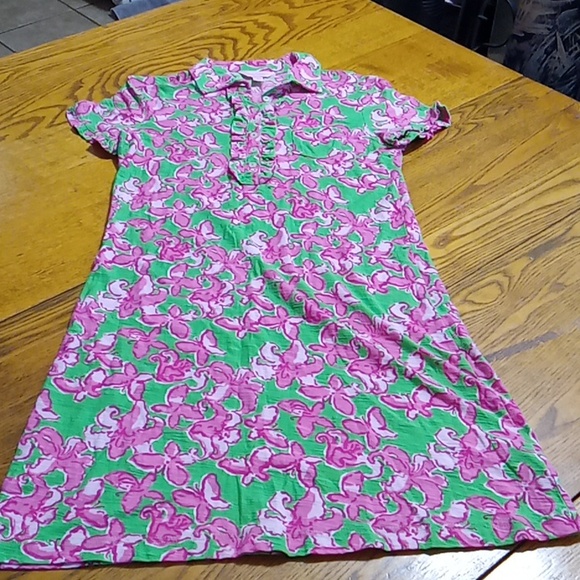 Lilly Pulitzer Dresses & Skirts - LILLY PULITZER Womens XS Dress Preowned T SHIRT PINK Floral Short Sleeves COTTON